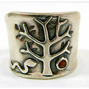 Vintage Sterling Tree of Knowledge of Good and Evil Ring Size 6.75